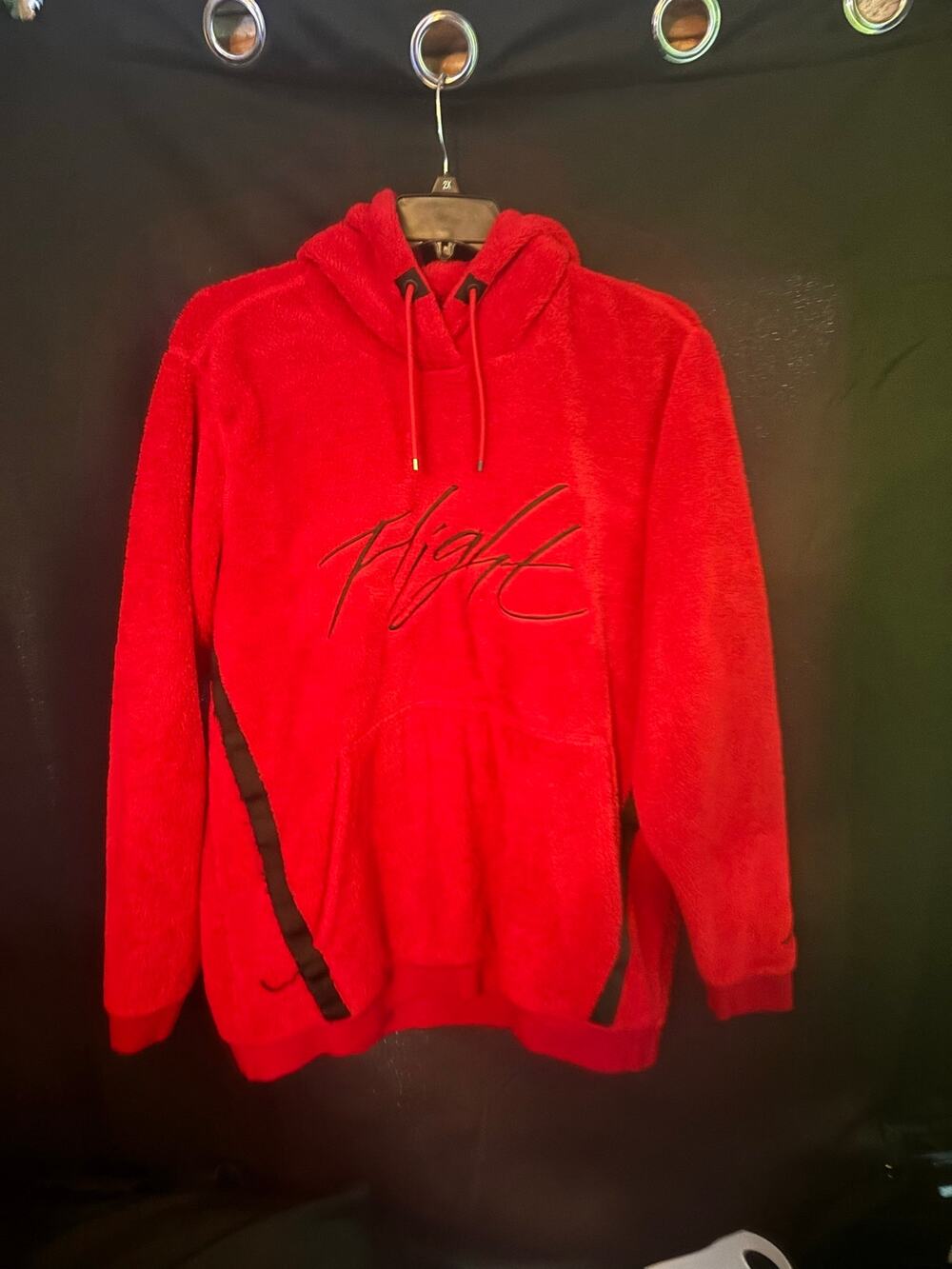 Jordan Flight Sherpa Fleece Hoodie Men’s Size XL Red Pullover Embroidered Logo